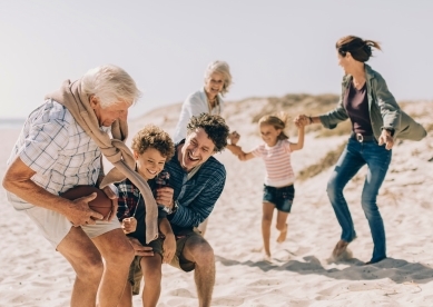 Family on beach